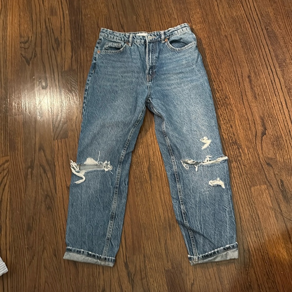 Zara mom jeans dark wash